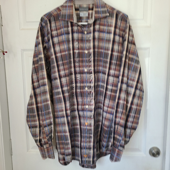 Thomas Dean Men's Long Sleeve Dress Shirt, Size: XL Color: Plaid Pattern - Picture 6 of 15